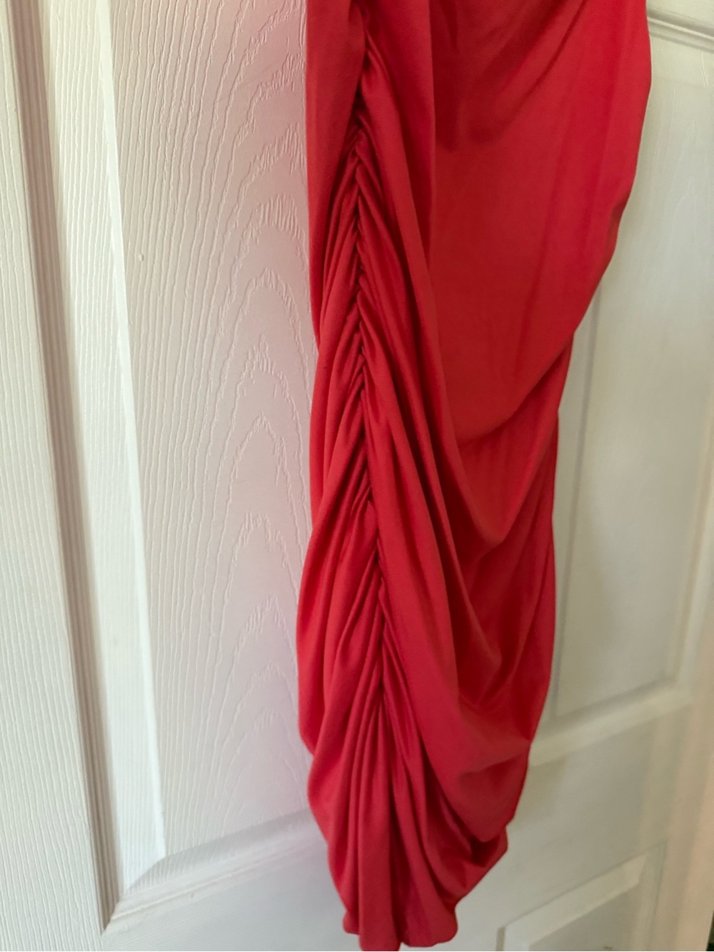 Red Ruched Slip Dress - Picture 3 of 6